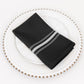 10 Pack Black Spun Polyester Cloth Napkins with White Reverse Stripes, Premium Restaurant Quality Bistro Napkins - 18"x22"