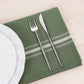10 Pack Dusty Sage Green Spun Polyester Cloth Napkins with White Reverse Stripes, Premium Restaurant Quality Bistro Napkins - 18"x22"