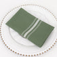 10 Pack Dusty Sage Green Spun Polyester Cloth Napkins with White Reverse Stripes, Premium Restaurant Quality Bistro Napkins - 18"x22"