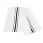 10 Pack White Spun Polyester Cloth Napkins with Black Reverse Stripes, Premium Restaurant Quality Bistro Napkins - 18"x22"