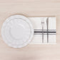 10 Pack White Spun Polyester Cloth Napkins with Black Reverse Stripes, Premium Restaurant Quality Bistro Napkins - 18"x22"