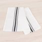 10 Pack White Spun Polyester Cloth Napkins with Black Reverse Stripes, Premium Restaurant Quality Bistro Napkins - 18"x22"