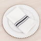 10 Pack White Spun Polyester Cloth Napkins with Black Reverse Stripes, Premium Restaurant Quality Bistro Napkins - 18"x22"