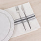 10 Pack White Spun Polyester Cloth Napkins with Gray Reverse Stripes, Premium Restaurant Quality Bistro Napkins - 18"x22"