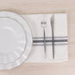 10 Pack White Spun Polyester Cloth Napkins with Gray Reverse Stripes, Premium Restaurant Quality Bistro Napkins - 18"x22"