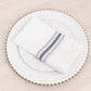 10 Pack White Spun Polyester Cloth Napkins with Gray Reverse Stripes, Premium Restaurant Quality Bistro Napkins - 18"x22"