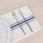 10 Pack White Spun Polyester Cloth Napkins with Blue Reverse Stripes, Premium Restaurant Quality Bistro Napkins - 18"x22"