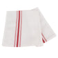 10 Pack White Spun Polyester Cloth Napkins with Red Reverse Stripes, Premium Restaurant Quality Bistro Napkins - 18"x22"