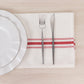 10 Pack White Spun Polyester Cloth Napkins with Red Reverse Stripes, Premium Restaurant Quality Bistro Napkins - 18"x22"