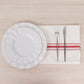 10 Pack White Spun Polyester Cloth Napkins with Red Reverse Stripes, Premium Restaurant Quality Bistro Napkins - 18"x22"
