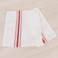 10 Pack White Spun Polyester Cloth Napkins with Red Reverse Stripes, Premium Restaurant Quality Bistro Napkins - 18"x22"