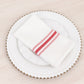 10 Pack White Spun Polyester Cloth Napkins with Red Reverse Stripes, Premium Restaurant Quality Bistro Napkins - 18"x22"