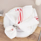 10 Pack White Spun Polyester Cloth Napkins with Red Reverse Stripes, Premium Restaurant Quality Bistro Napkins - 18"x22"