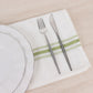 10 Pack White Spun Polyester Cloth Napkins with Sage Green Reverse Stripes, Premium Restaurant Quality Bistro Napkins - 18"x22"