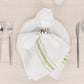 10 Pack White Spun Polyester Cloth Napkins with Sage Green Reverse Stripes, Premium Restaurant Quality Bistro Napkins - 18"x22"