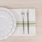 10 Pack White Spun Polyester Cloth Napkins with Sage Green Reverse Stripes, Premium Restaurant Quality Bistro Napkins - 18"x22"