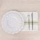 10 Pack White Spun Polyester Cloth Napkins with Sage Green Reverse Stripes, Premium Restaurant Quality Bistro Napkins - 18"x22"