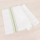 10 Pack White Spun Polyester Cloth Napkins with Sage Green Reverse Stripes, Premium Restaurant Quality Bistro Napkins - 18"x22"