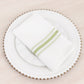 10 Pack White Spun Polyester Cloth Napkins with Sage Green Reverse Stripes, Premium Restaurant Quality Bistro Napkins - 18"x22"