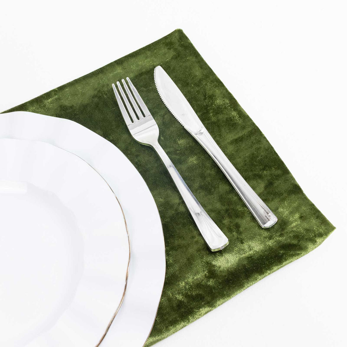 5 Pack Dusty Sage Green Premium Crushed Velvet Linen Napkins, Decorative Soft Cloth Dinner Napkins -