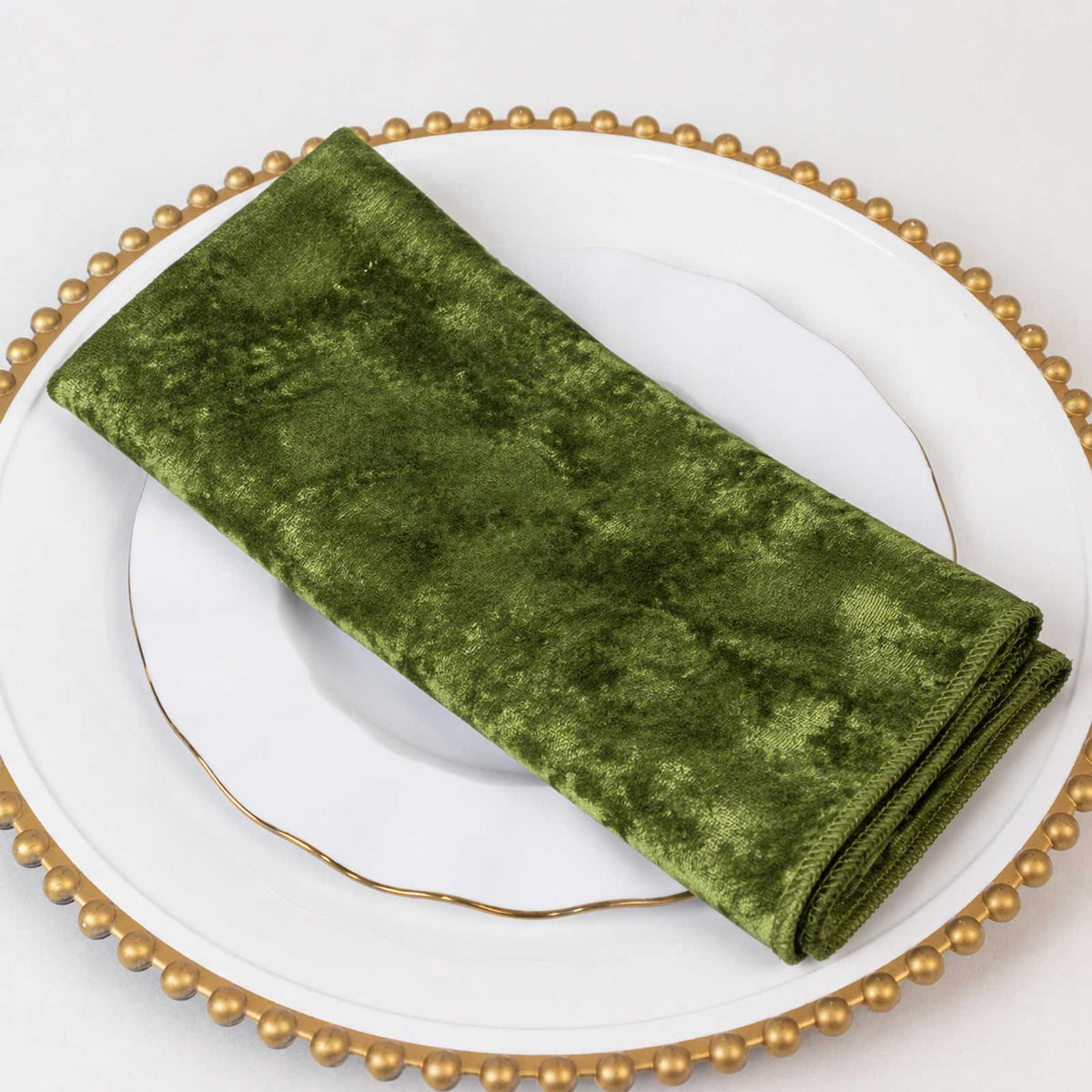 5 Pack Dusty Sage Green Premium Crushed Velvet Linen Napkins, Decorative Soft Cloth Dinner Napkins -