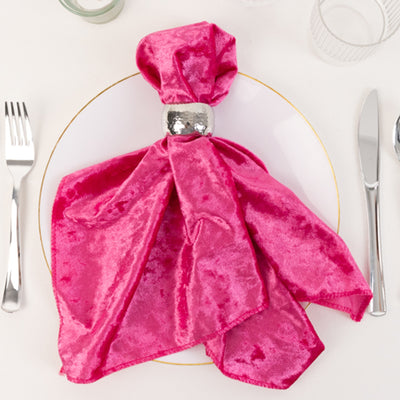 Fuchsia Premium Crushed Velvet Linen Napkins – 20"x20"