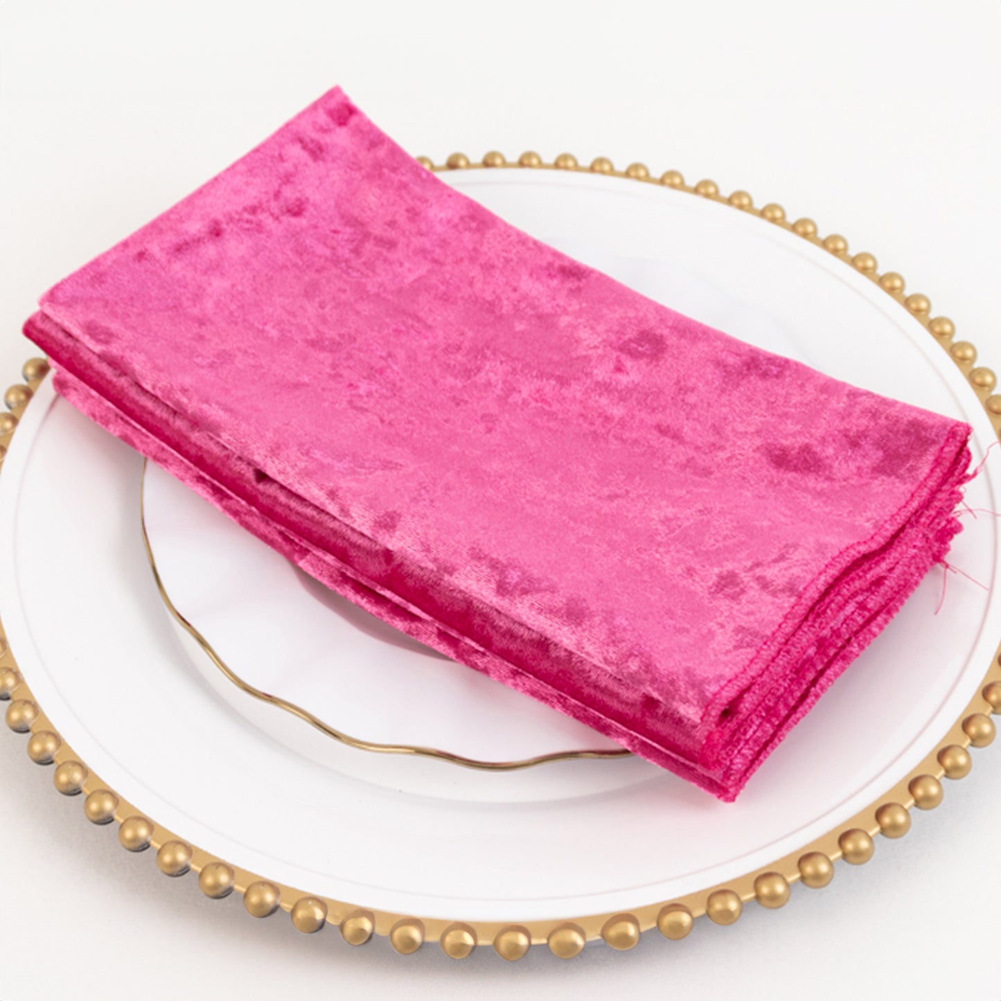 5 Pack Fuchsia Premium Crushed Velvet Linen Napkins, Decorative Soft Cloth Dinner Napkins - 20"x20"