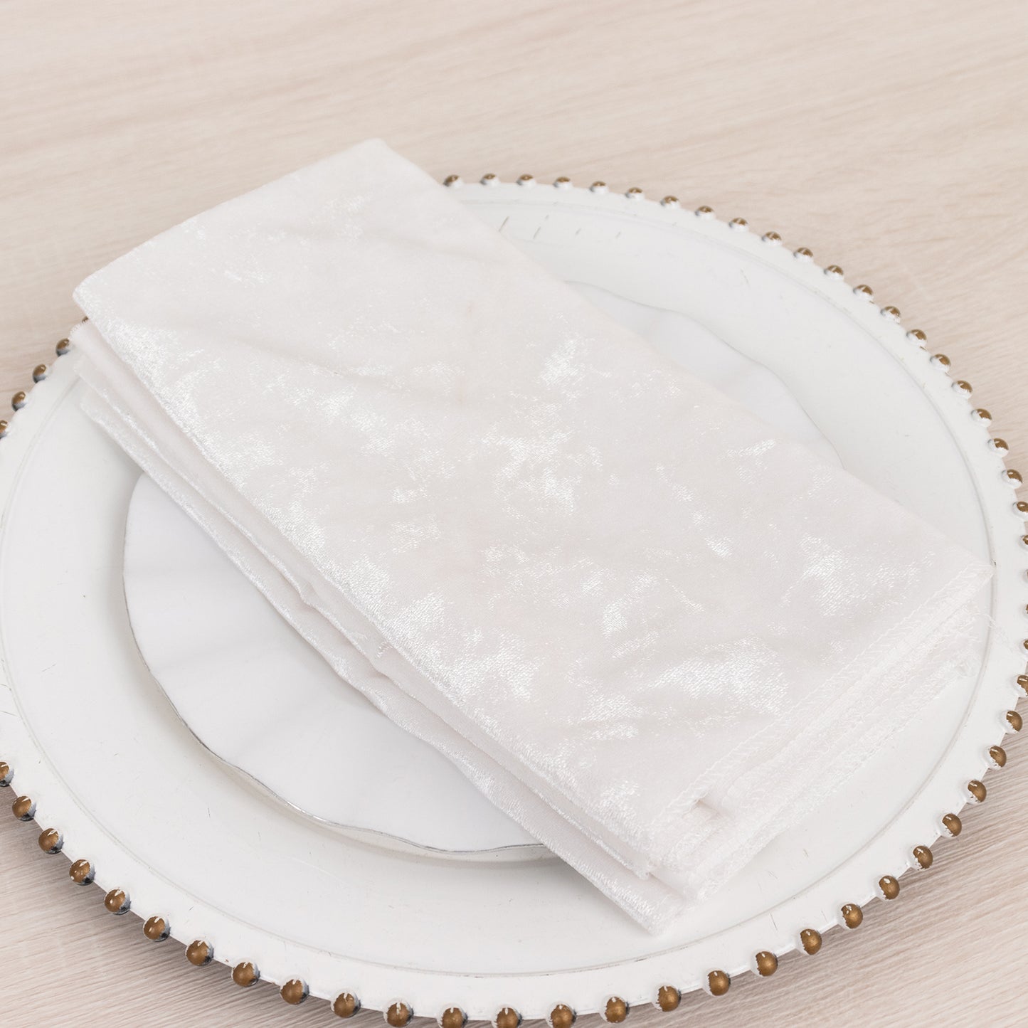 5 Pack White Premium Crushed Velvet Linen Napkins, Decorative Soft Cloth Dinner Napkins - 20"x20"