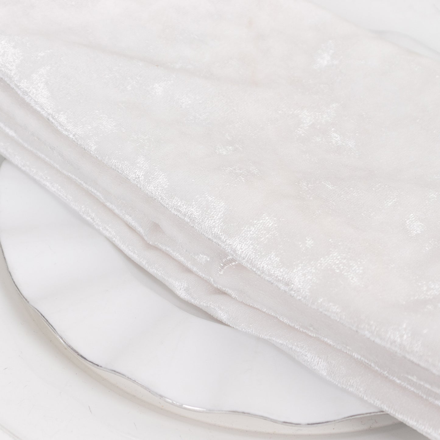 5 Pack White Premium Crushed Velvet Linen Napkins, Decorative Soft Cloth Dinner Napkins - 20"x20"