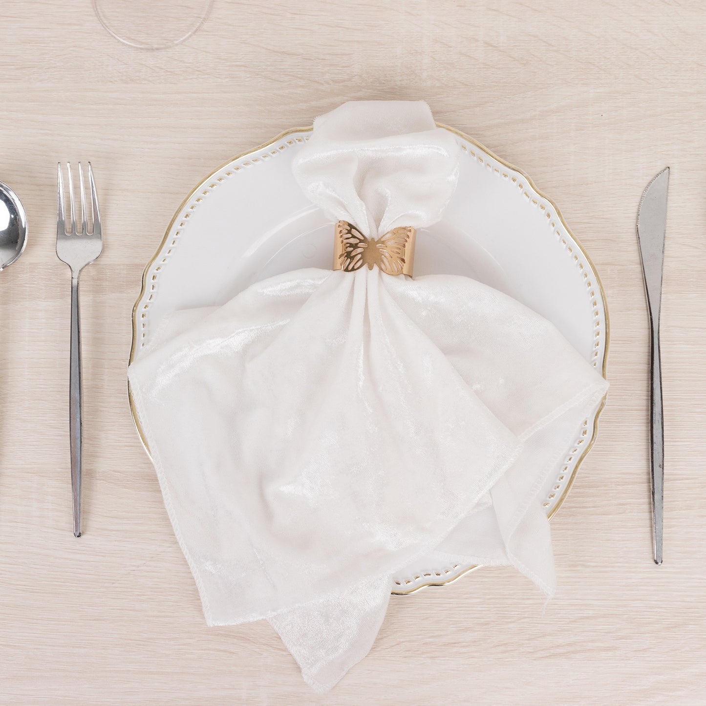 5 Pack White Premium Crushed Velvet Linen Napkins, Decorative Soft Cloth Dinner Napkins - 20"x20"