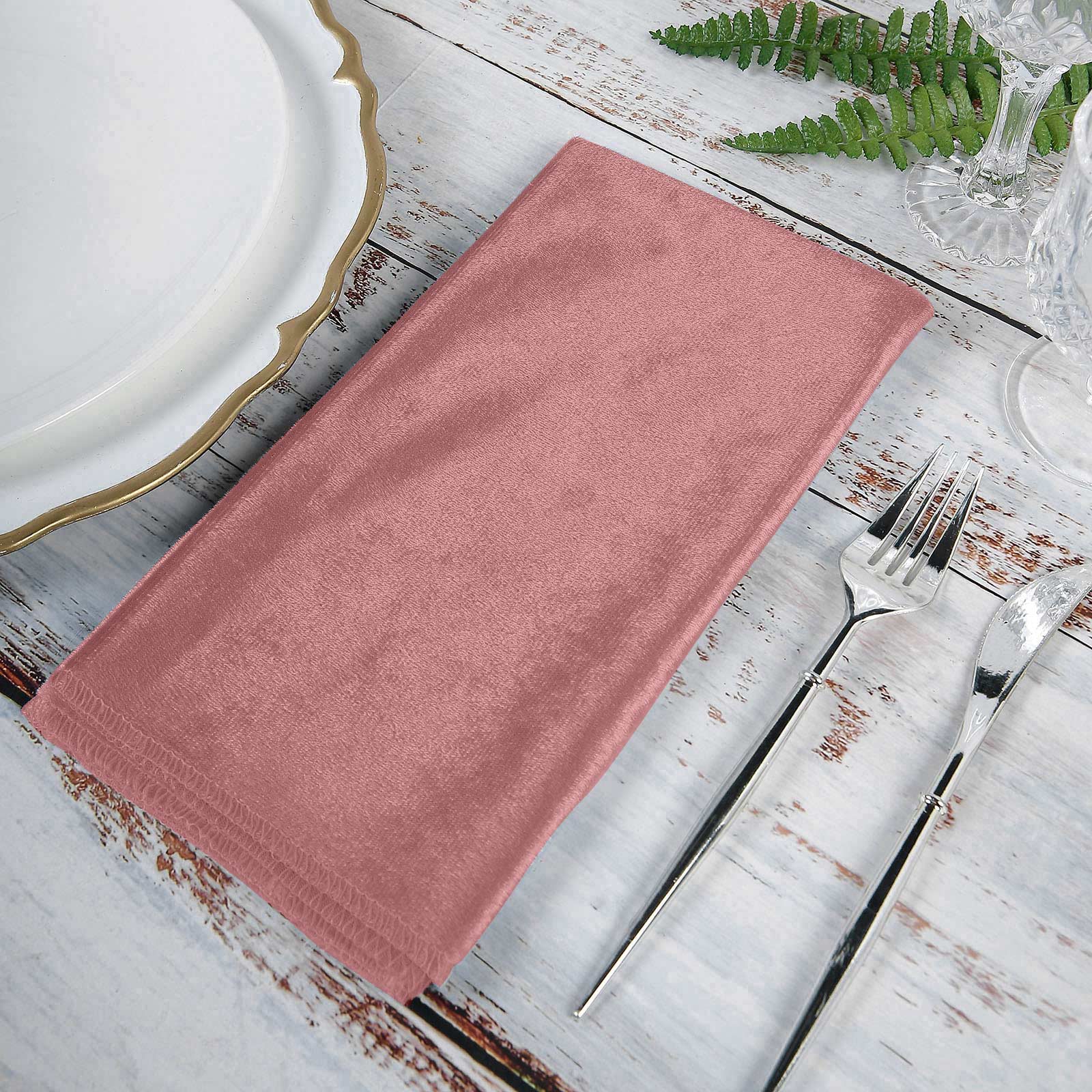 Dusty Rose Premium 20 Inch x 20 Inch Sheen Finish Velvet Cloth Dinner Napkins 5 Pack
