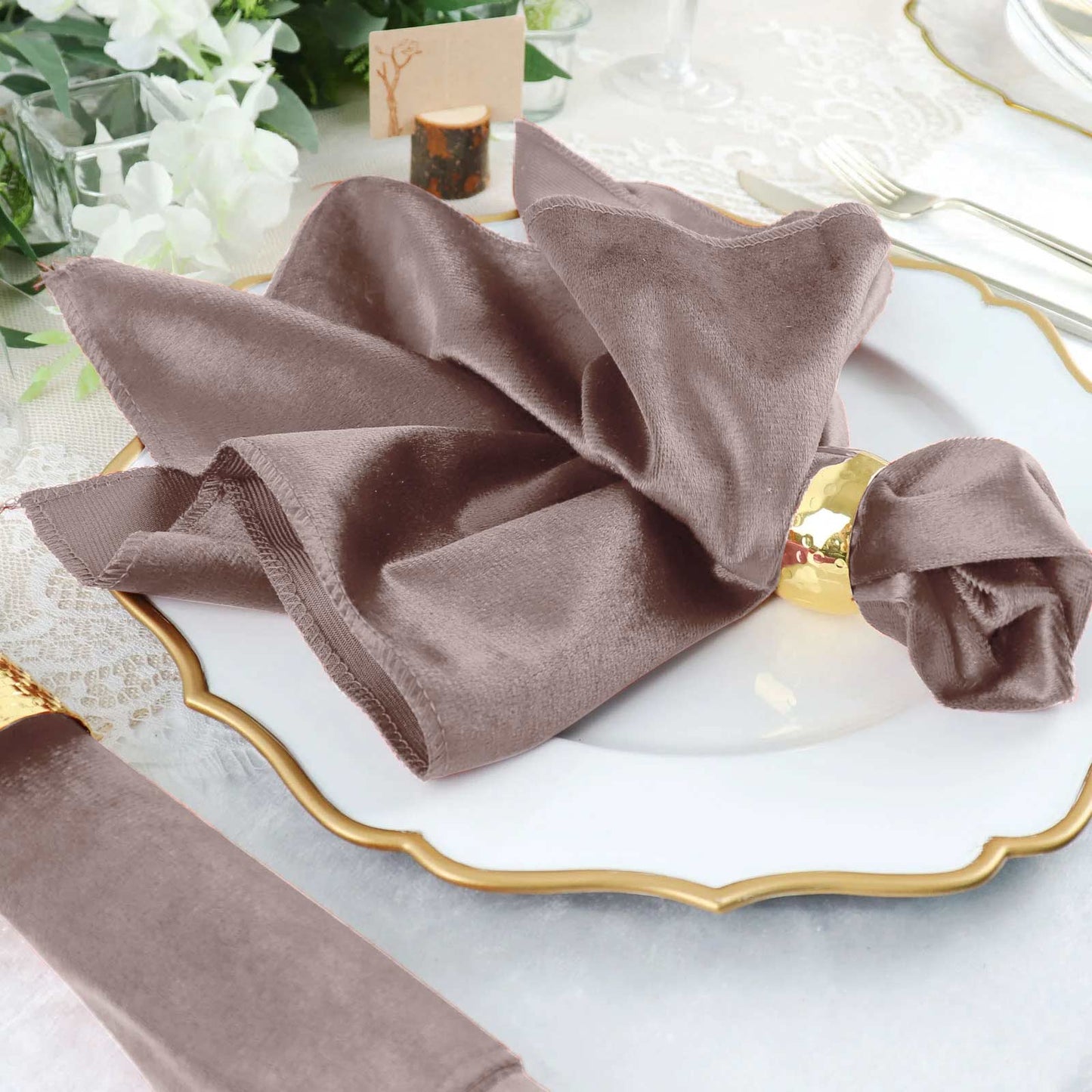 5 Pack | Dusty Rose Premium Sheen Finish Velvet Cloth Dinner Napkins