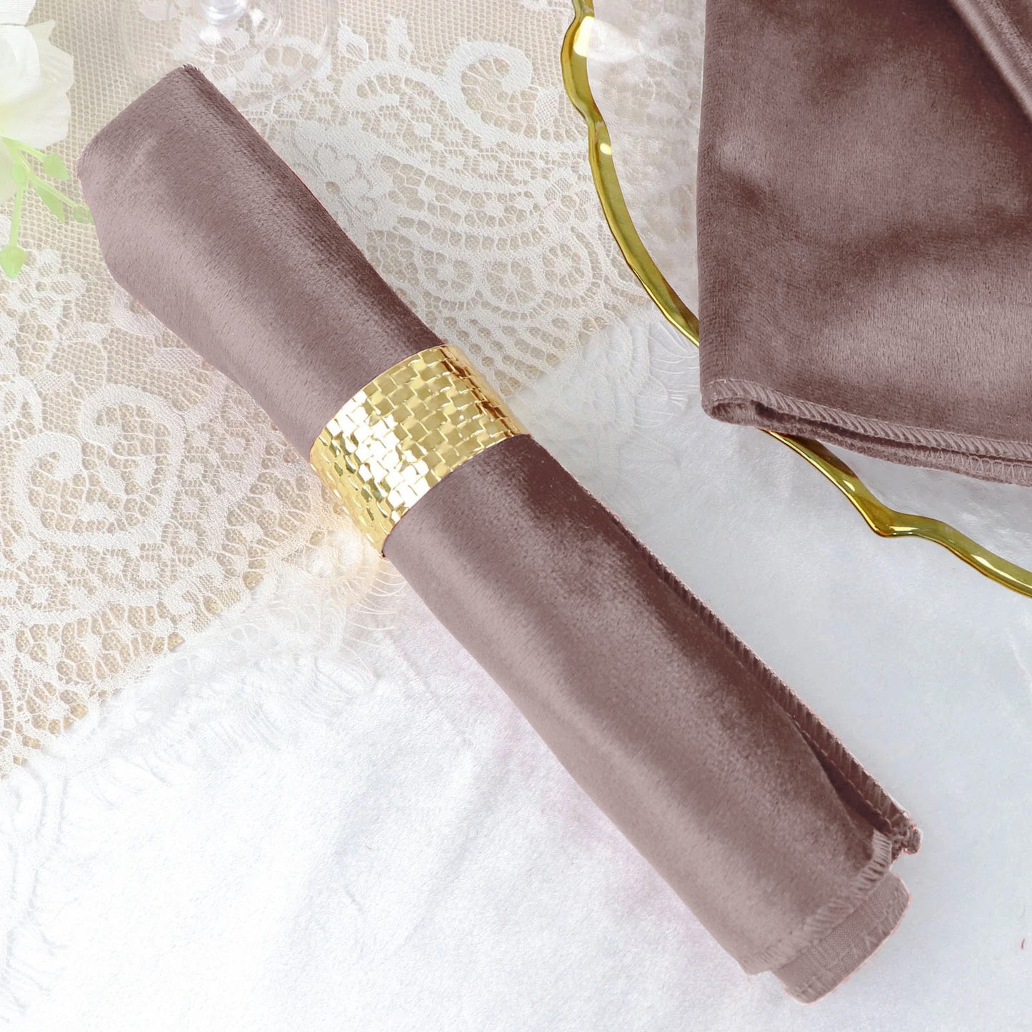 5 Pack | Dusty Rose Premium Sheen Finish Velvet Cloth Dinner Napkins