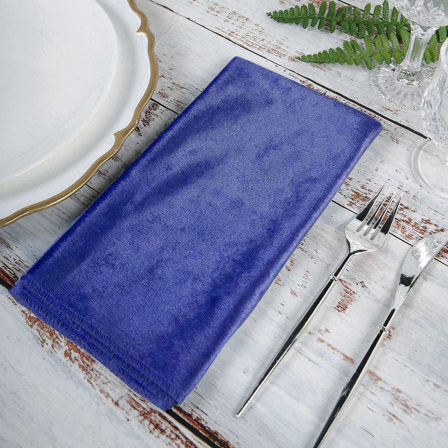 5 Pack | Royal Blue Premium Sheen Finish Velvet Cloth Dinner Napkins
