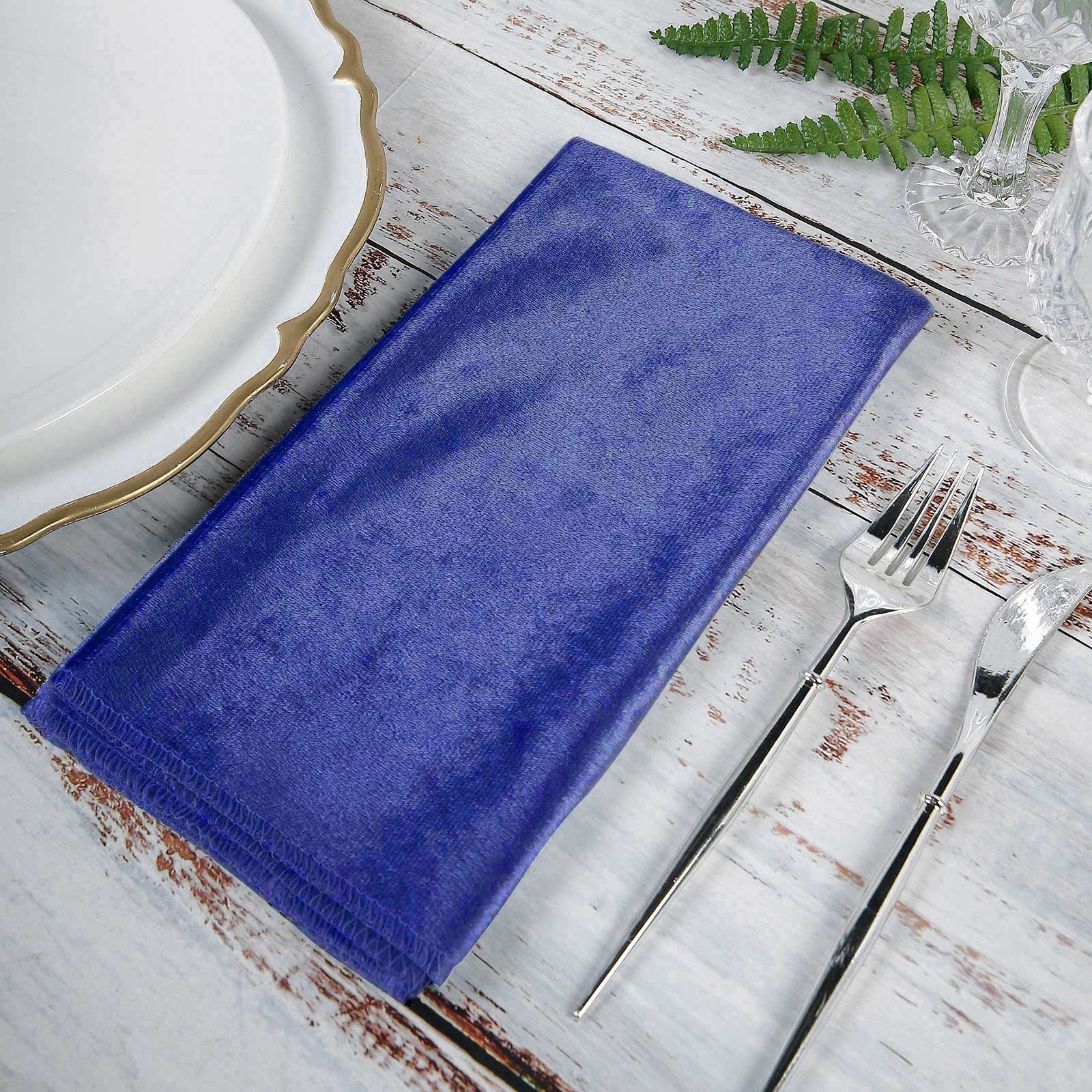 5 Pack | Royal Blue Premium Sheen Finish Velvet Cloth Dinner Napkins