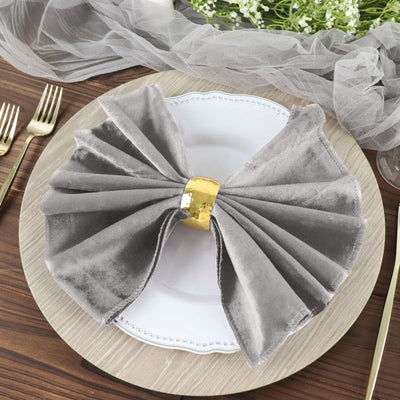 Luxurious Texture of Silver Velvet Napkins