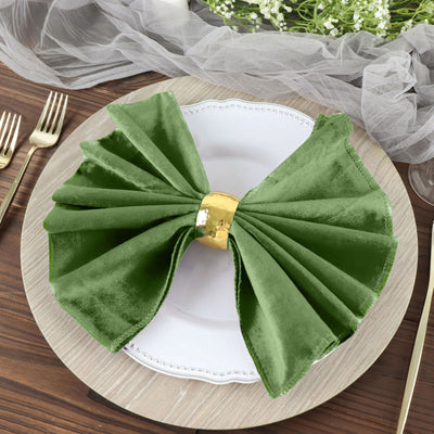 Luxurious Olive Green Velvet Napkins