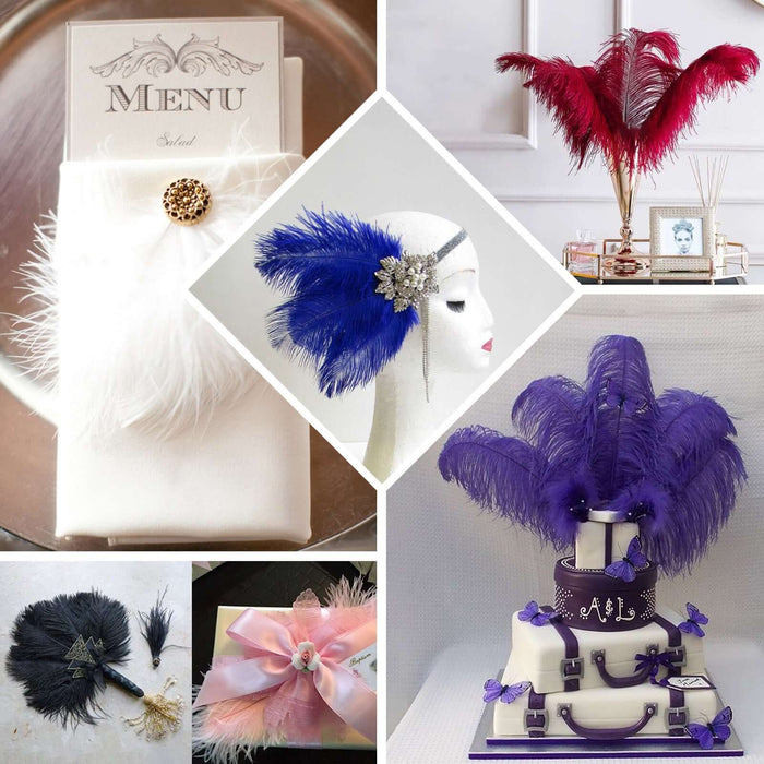 Navy blue ostrich feathers for DIY centerpieces and decorations.