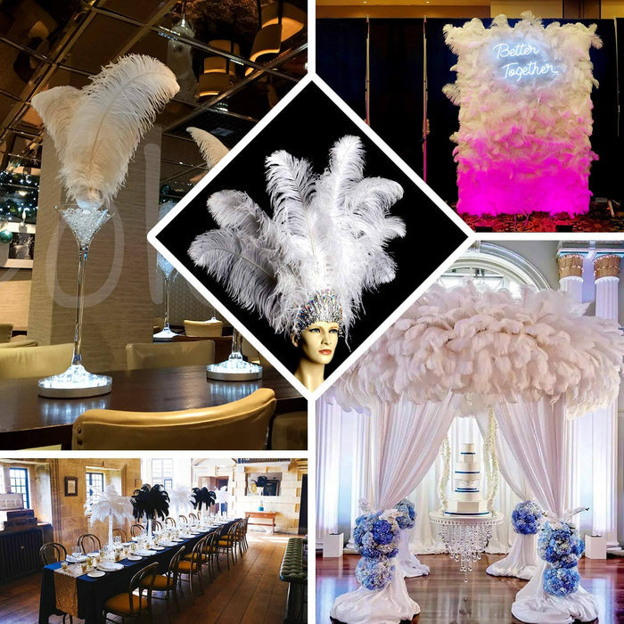 12 Pack | Gold Natural Plume Ostrich Feathers Centerpiece Filler - 24"-26"