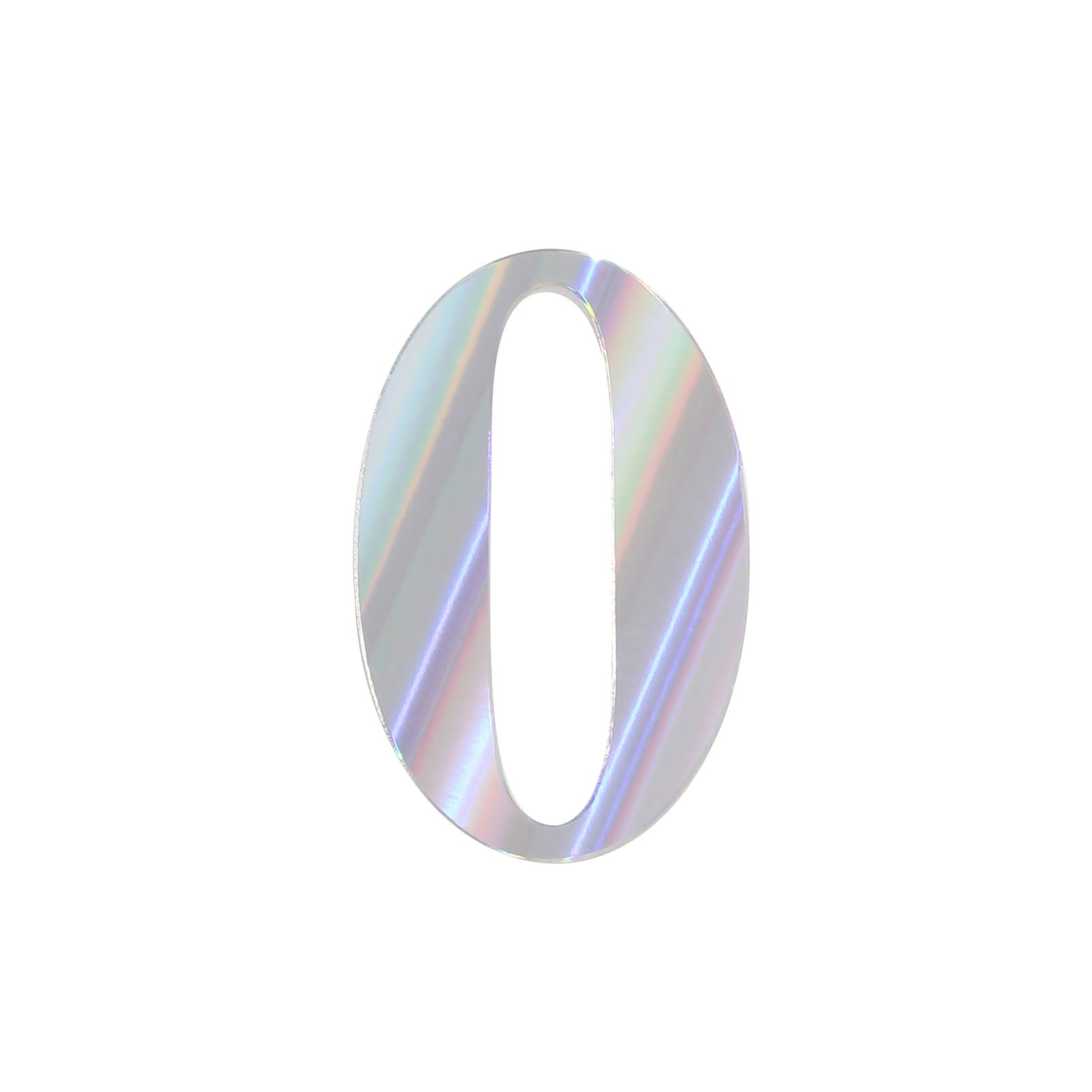 Iridescent "0" number sticker for customizable banners.