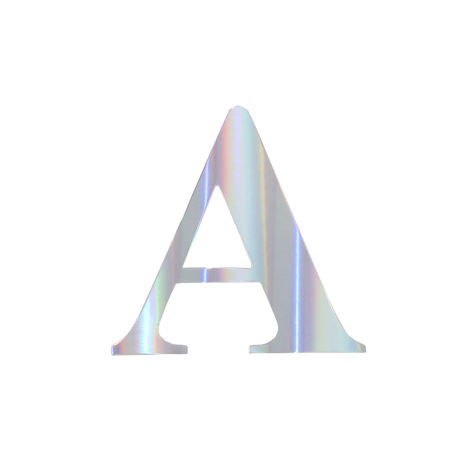 Iridescent letter "A" sticker from a customizable alphabet pack.