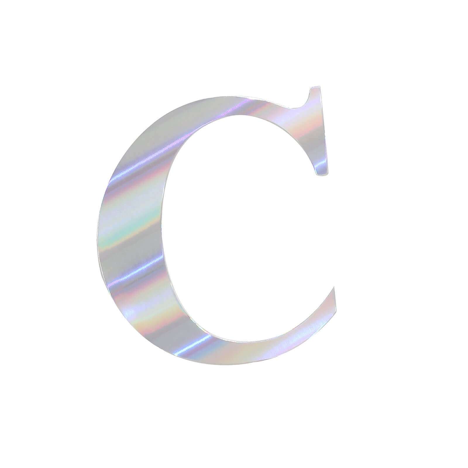 Iridescent "C" letter sticker from a 4 pack of customizable alphabet stickers.