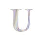 Iridescent "U" letter sticker for customizable banners.