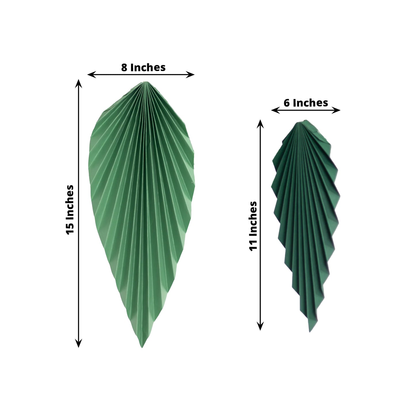 Mixed green leaves hanging paper fans for tropical party decor.