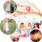 Assorted color handheld paper streamers and confetti poppers for celebrations.