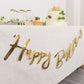 10ft Pre-Strung Metallic Gold Foil "Happy Birthday" Banner, Party Photo Backdrop Hanging Garland - 250 GSM
