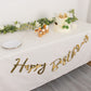 10ft Pre-Strung Metallic Gold Foil "Happy Birthday" Banner, Party Photo Backdrop Hanging Garland - 250 GSM