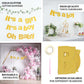 Gold glittered “Oh Baby” banner for baby shower decoration.