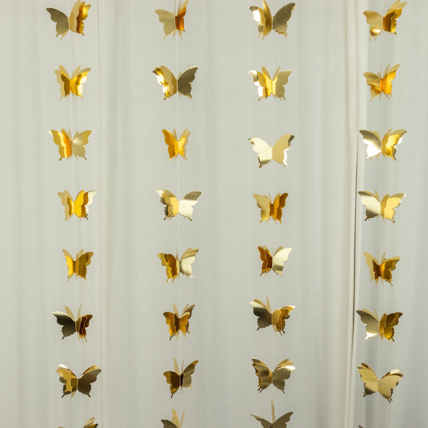 9ft gold 3D paper butterfly hanging garland streamers for parties.