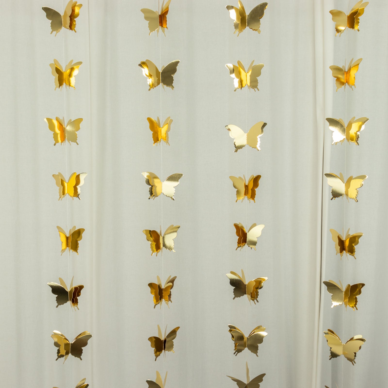 9ft gold 3D paper butterfly hanging garland streamers for parties.